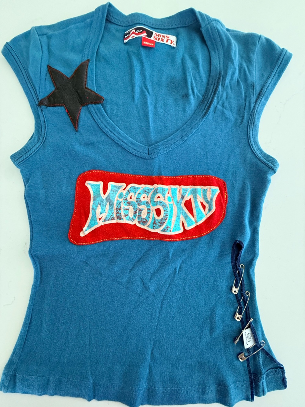 Vintage Miss Sixty Graphic Tank Top with Red Patch